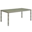 Modway Conduit Rectangle Rattan & Glass Top Patio Dining Table in Light Gray