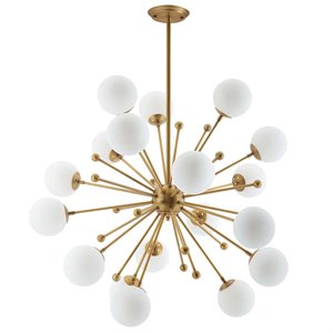 modway constellation 18 light chandelier in gold and white