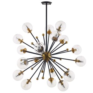modway constellation 18 light chandelier in gold and matte black
