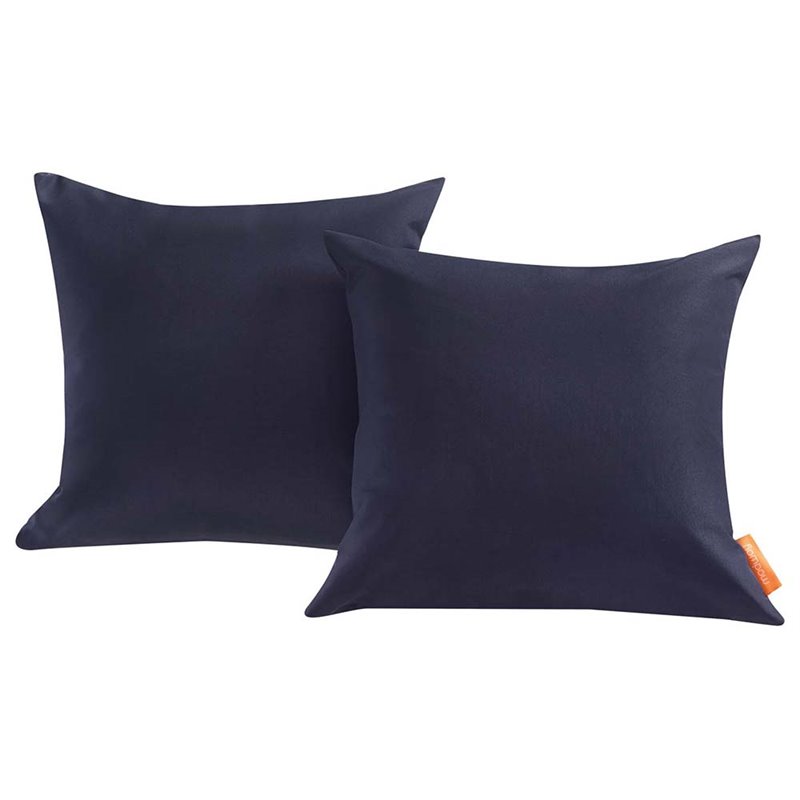Modway Convene 2-Piece Modern Fabric Outdoor Patio Pillow Set in Navy