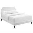 Modway Corene Vinyl Queen Platform Bed with Round Splayed Legs in White