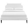 Corene Vinyl Full Platform Bed with Squared Tapered Legs in White