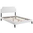 Corene Vinyl Full Platform Bed with Squared Tapered Legs in White