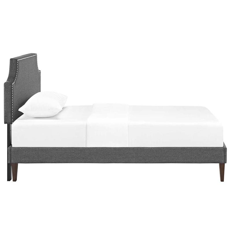Modway Corene Twin Fabric Platform Bed with Squared Tapered Legs in Gray