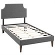 Modway Corene Twin Fabric Platform Bed with Squared Tapered Legs in Gray