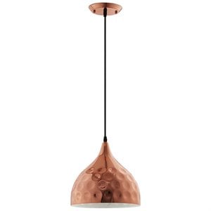Modway Dimple 11&quot Bell Shaped Metal Pendant Lamp in Rose Gold and Black
