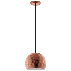 Modway Dimple 10&quot Half Sphere Metal Pendant Lamp in Rose Gold and Black