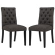 Modway Duchess Tufted Dining Side Chair in Brown (Set of 2)