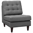 Modway Empress Upholstered Polyester Fabric Lounge Chair in Gray