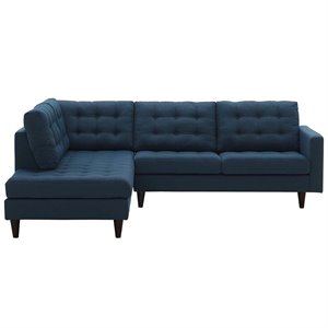 Modway Empress 2-Piece Fabric Upholstered Left-Facing Sectional in Azure