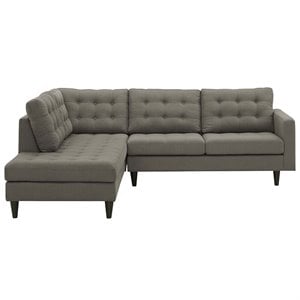 Modway Empress 2-Piece Fabric Upholstered Left-Facing Sectional in Granite Gray