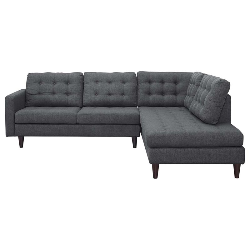 Modway Empress 2-Piece Fabric Upholstered Right-Facing Sectional in Gray