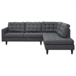 Modway Empress 2-Piece Fabric Upholstered Right-Facing Sectional in Gray