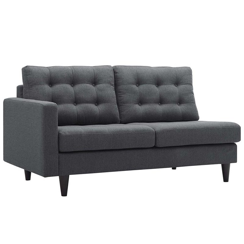 Modway Empress 2-Piece Fabric Upholstered Right-Facing Sectional in Gray
