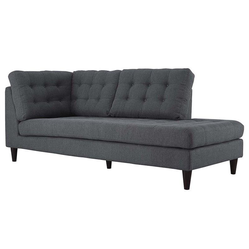 Modway Empress 2-Piece Fabric Upholstered Right-Facing Sectional in Gray