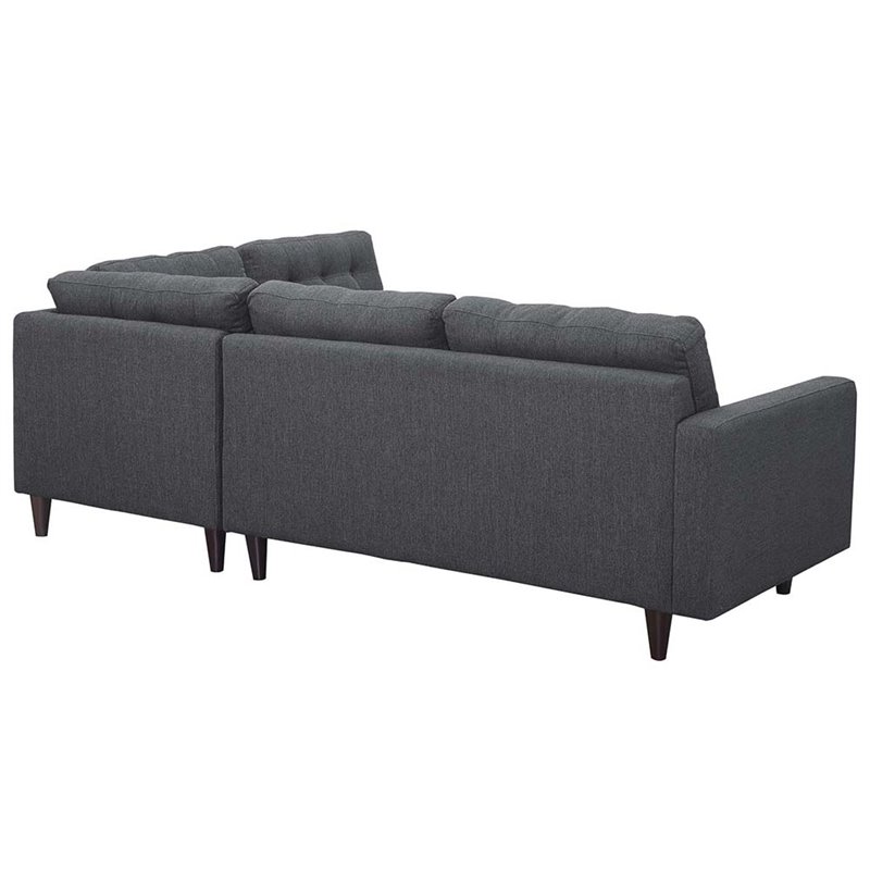 Modway Empress 2-Piece Fabric Upholstered Right-Facing Sectional in Gray
