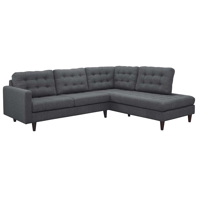 Modway Empress 2-Piece Fabric Upholstered Right-Facing Sectional in Gray