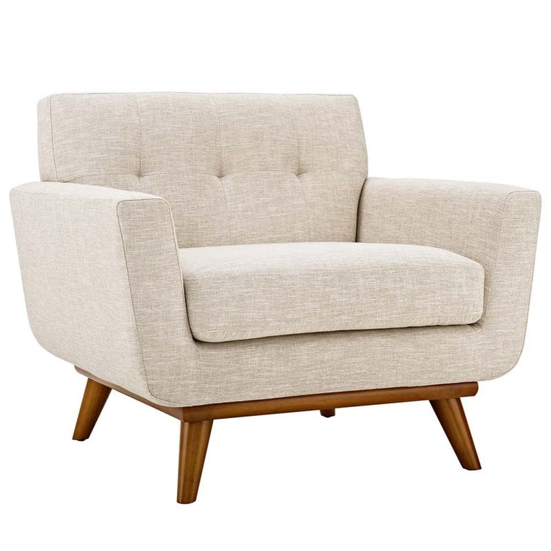 Modway Engage Modern Fabric 2-Piece Sofa Set with Armchairs in Beige
