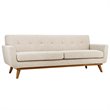 Modway Engage Modern Fabric 3-Piece Sofa Set with Armchairs in Beige