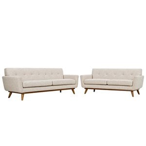 Modway Engage Modern Fabric 2-Piece Sofa Set with Loveseat in Beige