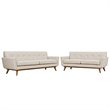 Modway Engage Modern Fabric 2-Piece Sofa Set with Loveseat in Beige