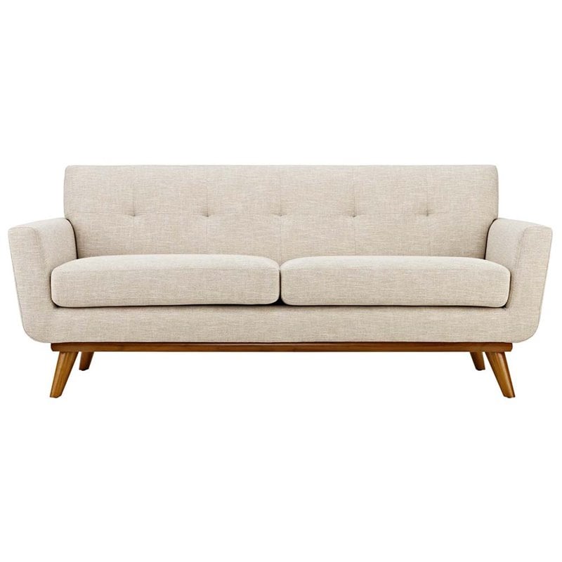 modway engage modern fabric 3-piece sofa set with loveseat & armchair in beige