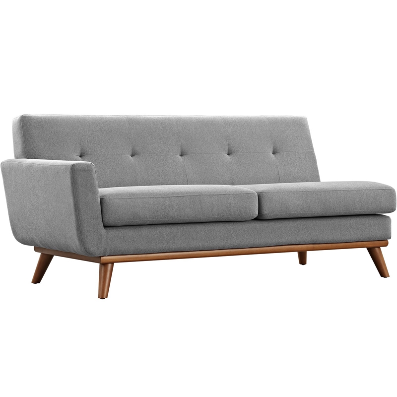 Modway Engage Right-Facing Upholstered Fabric Sectional Sofa in Beige