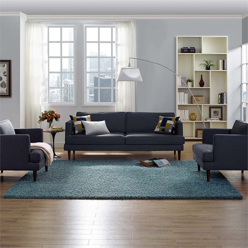 Modway Enyssa 8' x 10' Shag Area Rug in Aqua Blue and Ivory