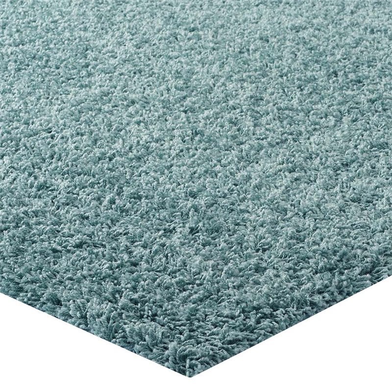 Modway Enyssa 8' x 10' Shag Area Rug in Aqua Blue and Ivory