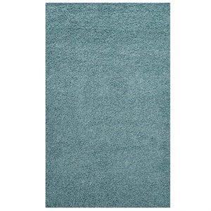 Modway Enyssa 8' x 10' Shag Area Rug in Aqua Blue and Ivory