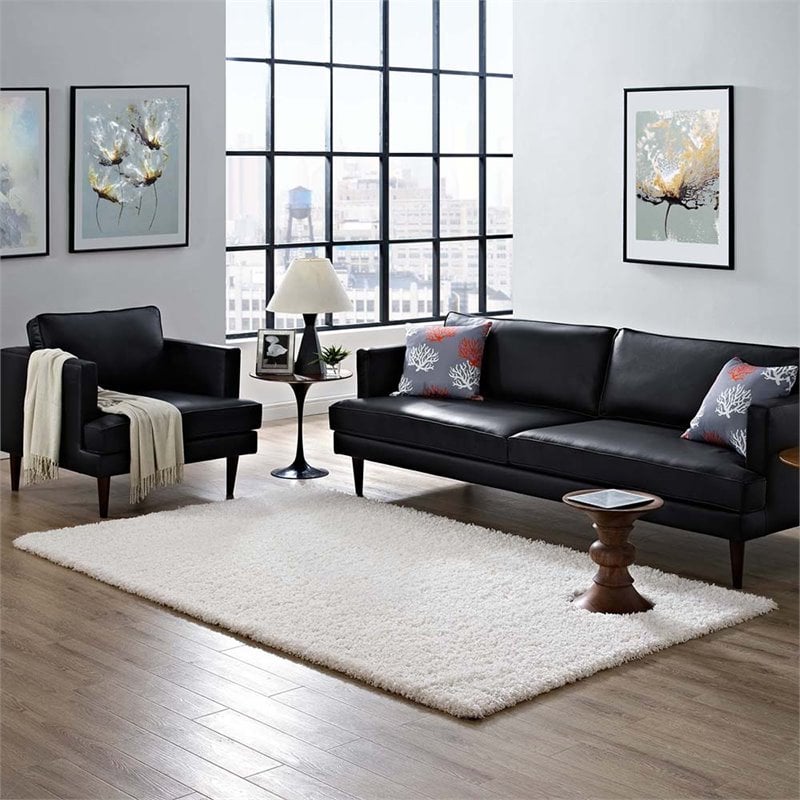 Modway Enyssa 5' x 8' Shag Area Rug in Ivory White
