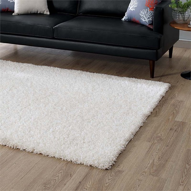 Modway Enyssa 5' x 8' Shag Area Rug in Ivory White