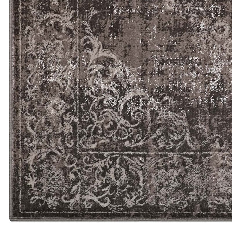Modway Gamela 5' x 8' Ornate Floral Medallion Area Rug in Dark Brown