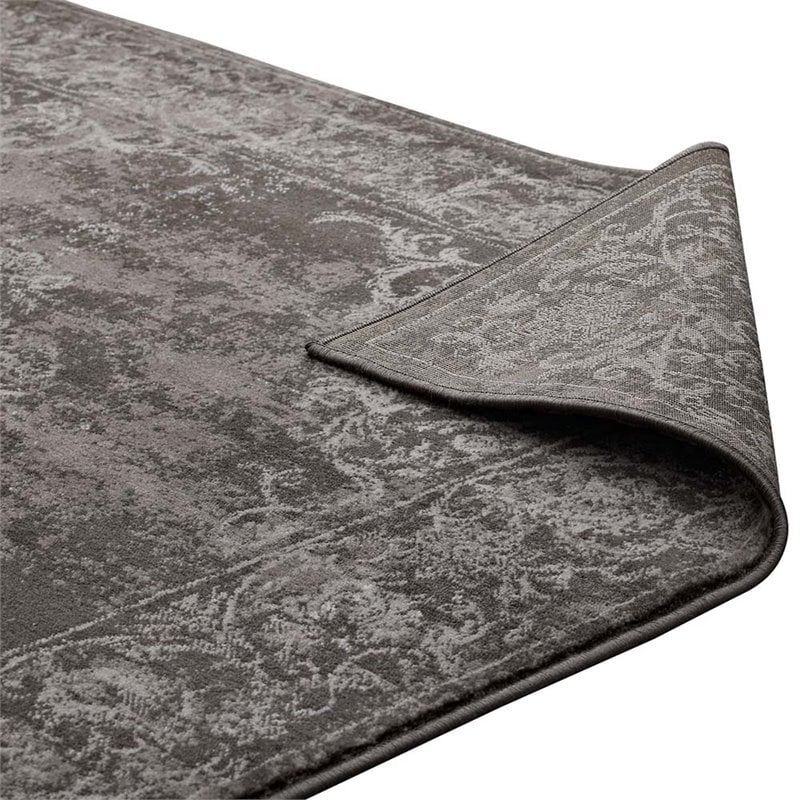 Modway Gamela 5' x 8' Ornate Floral Medallion Area Rug in Dark Brown