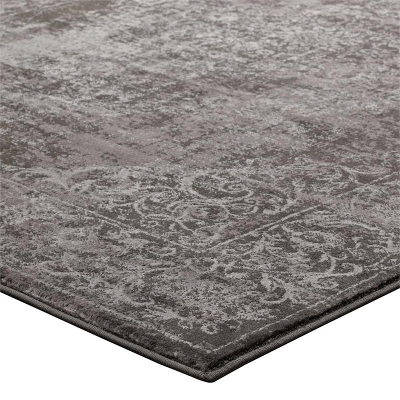 Modway Gamela 5' x 8' Ornate Floral Medallion Area Rug in Dark Brown
