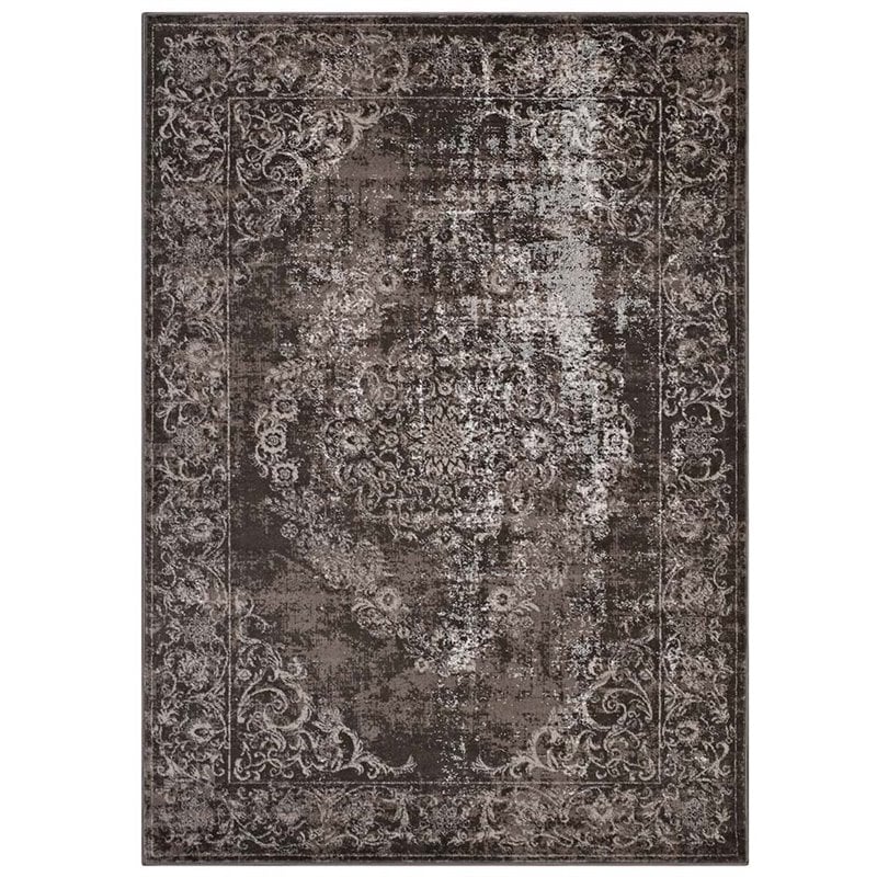 Modway Gamela 5' x 8' Ornate Floral Medallion Area Rug in Dark Brown