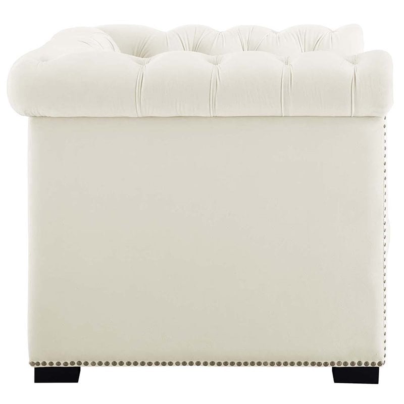 Modway Heritage Tufted Performance Velvet Accent Armchair in Ivory