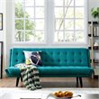 Modway Glance Tufted Convertible Fabric & Wood Sofa Bed in Teal and Black