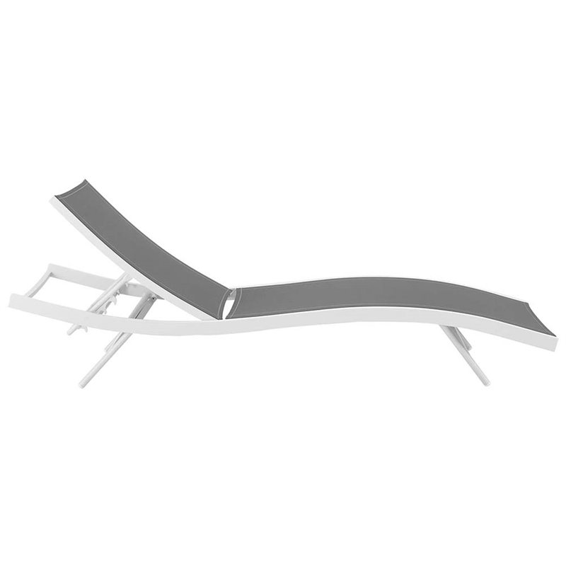 Modway Glimpse Aluminum & Mesh Patio Chaise Lounge in White and Gray