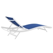Modway Glimpse Aluminum & Mesh Patio Chaise Lounge in White and Navy