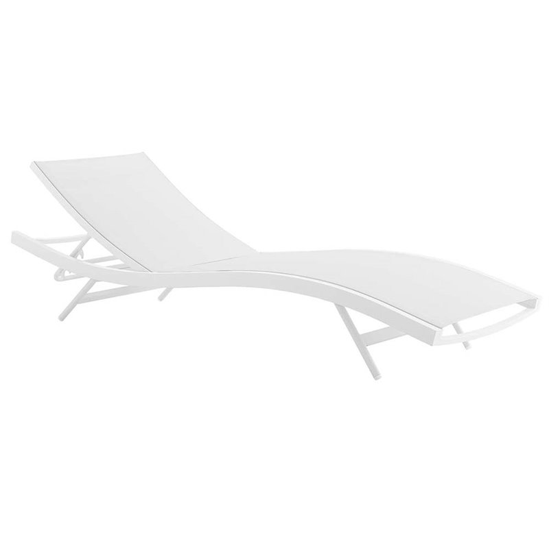 Modway Glimpse Aluminum & Mesh Patio Chaise Lounge in White Finish