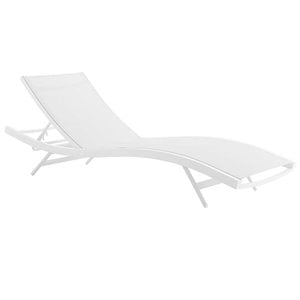 Modway Glimpse Aluminum & Mesh Patio Chaise Lounge in White Finish