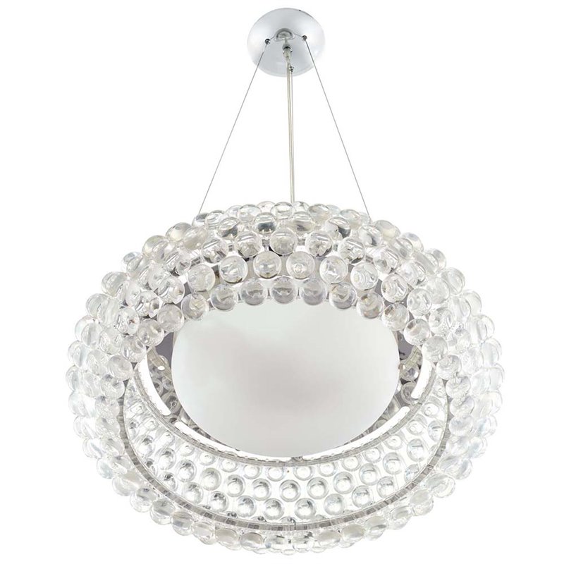 Modway Halo 3-Light Glass & Steel Chandelier in Chrome Finish