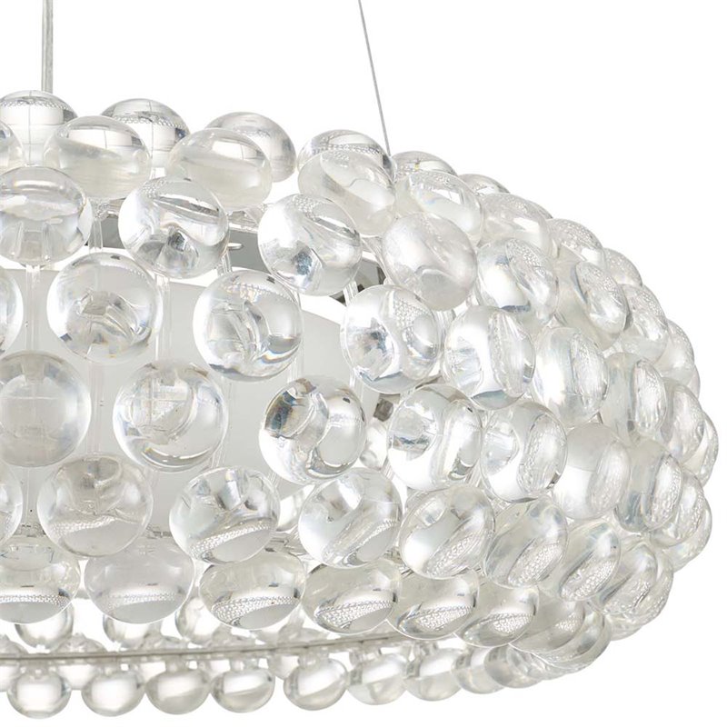 Modway Halo 3-Light Glass & Steel Chandelier in Chrome Finish