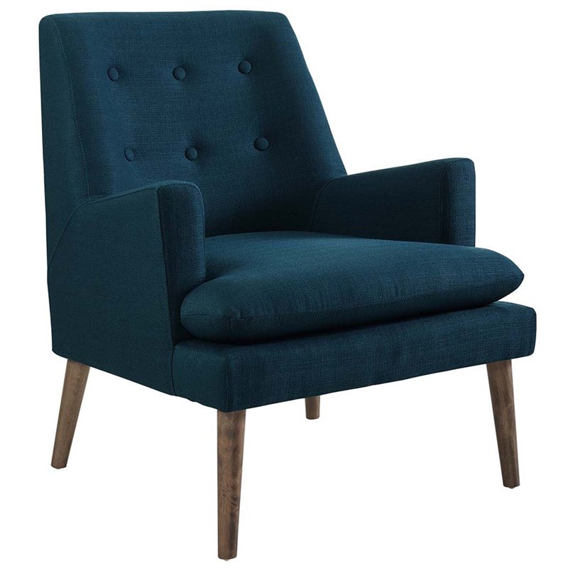 Modway Leisure Tufted Accent Chair in Azure and Walnut | Cymax Business