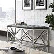 Modway Intersperse Tufted Velvet Polyester Bench in Silver and Gray