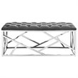 Modway Intersperse Tufted Velvet Polyester Bench in Silver and Gray