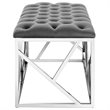Modway Intersperse Tufted Velvet Polyester Bench in Silver and Gray