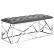 Modway Intersperse Tufted Velvet Polyester Bench in Silver and Gray