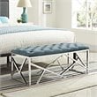 Modway Intersperse Tufted Velvet Polyester Bench in Silver and Sea Blue
